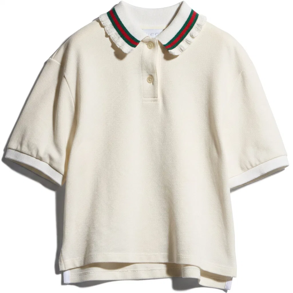 Детское поло с воротником, умеренной растяжимости White GUCCI