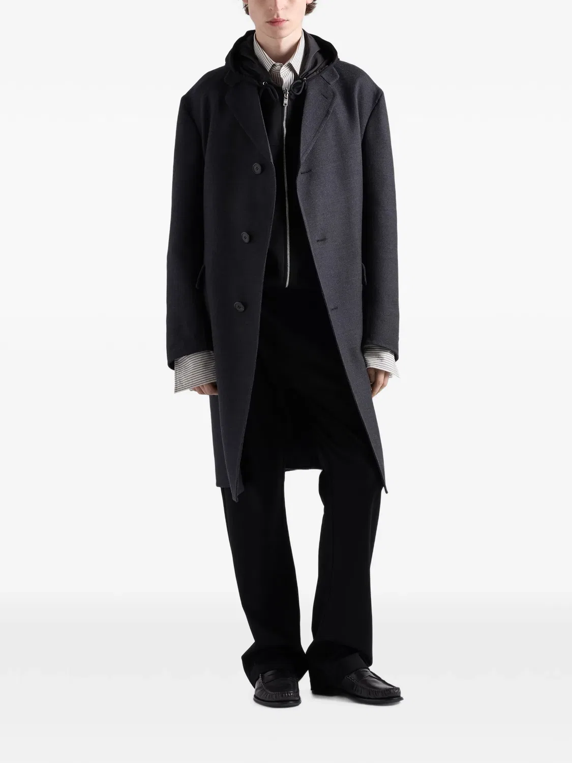 Флисовые брюки с деталями из материала Re-Nylon Prada, черный — фото 2