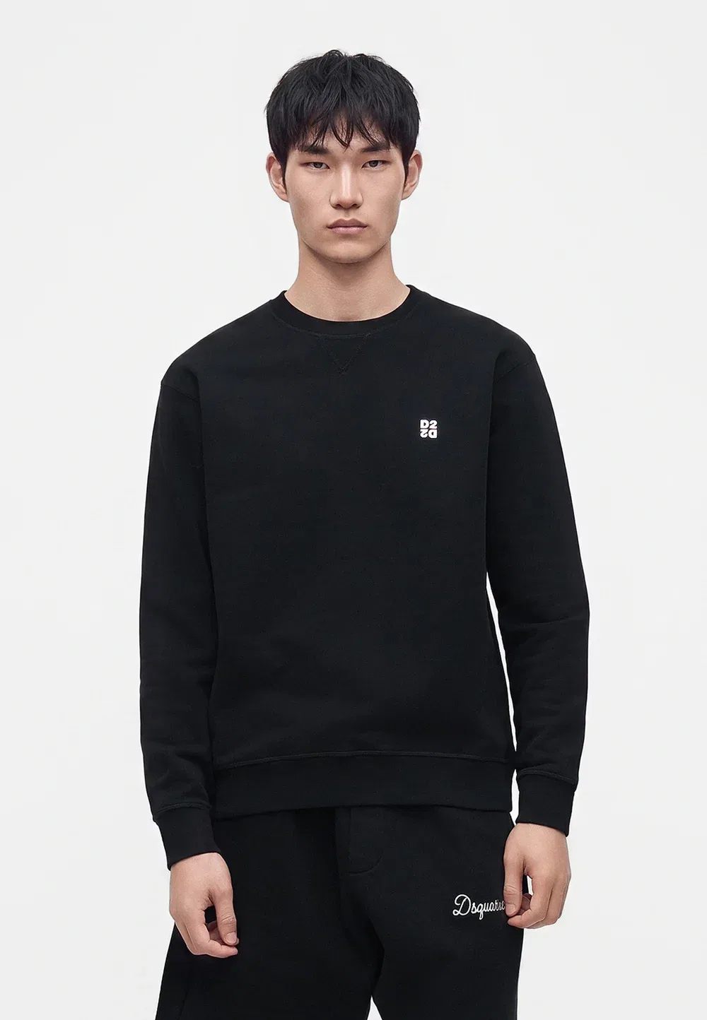 Металлическая перевернутая стильная толстовка с круглым вырезом Dsquared2, Black