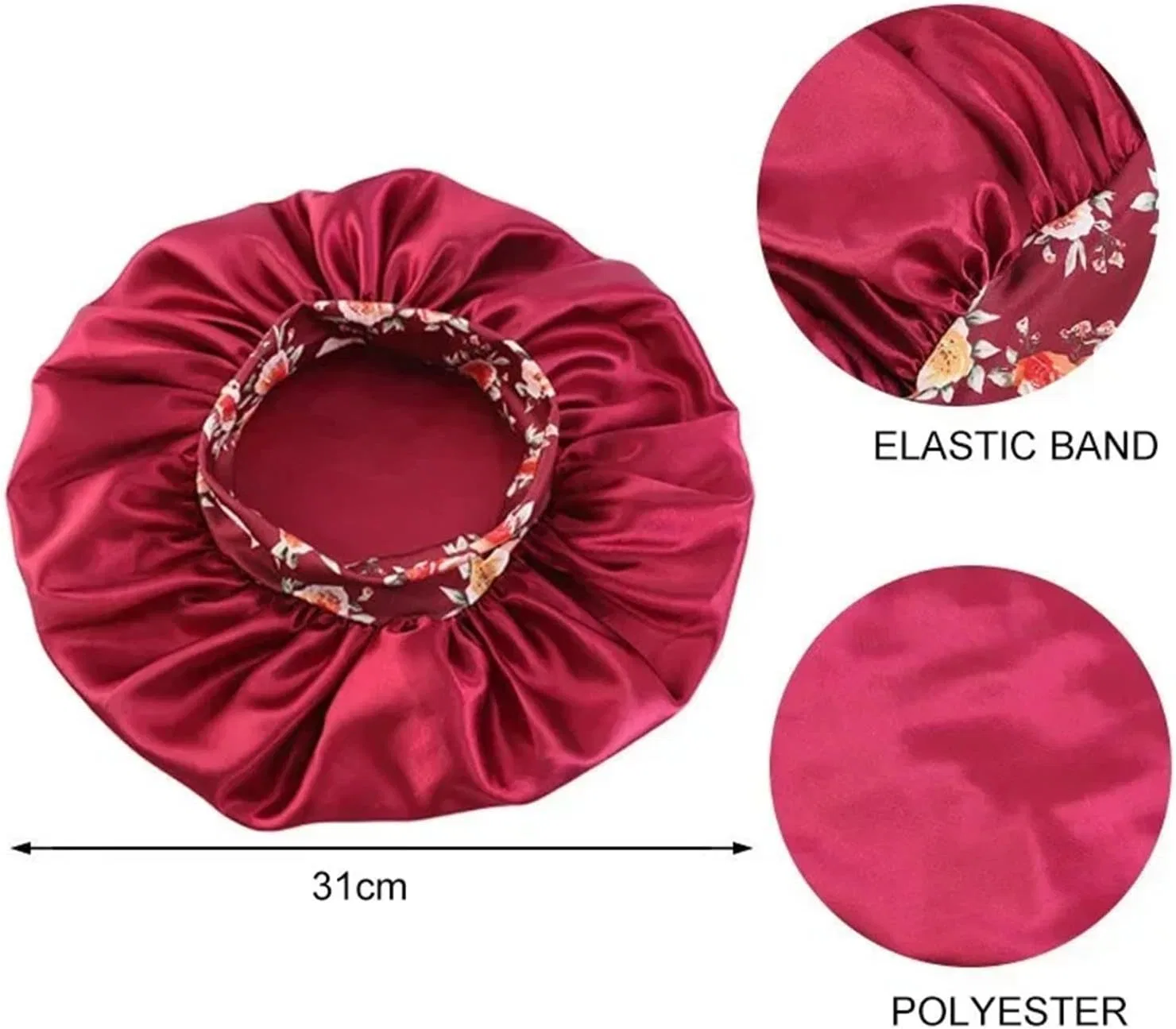 Шапочка для душа из шелка, Satin, YILWPV, 1 шт, Pink — фото 3