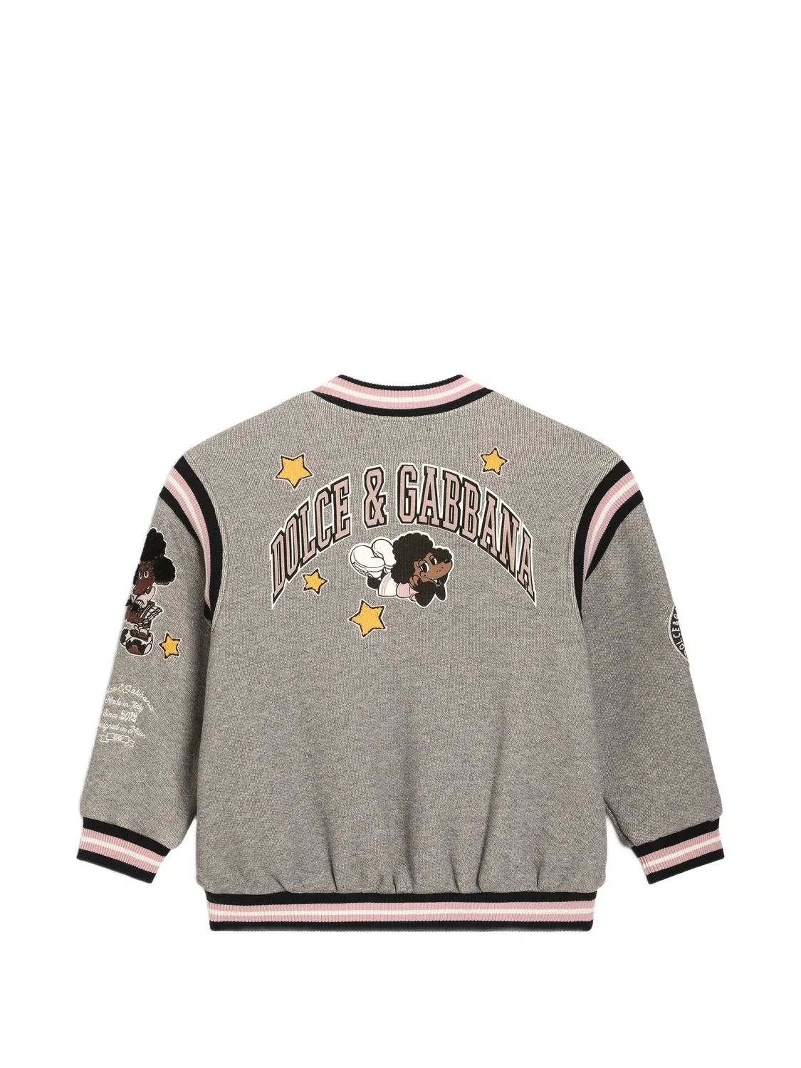 Флисовый бомбер с нашивкой Dolce & Gabbana Kids, серый — фото 2