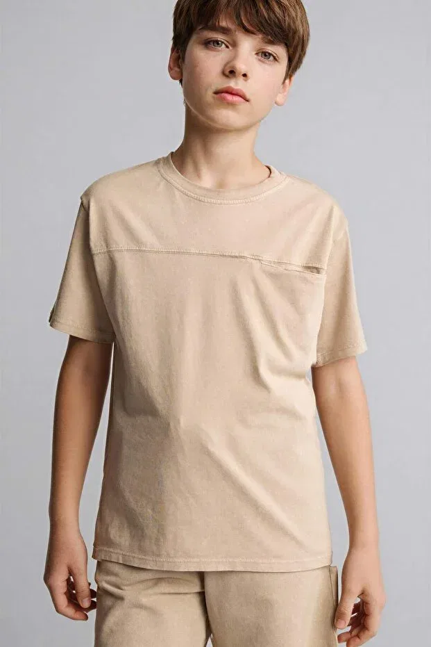 Детская футболка хлопковая Defacto, Beige-Bg210