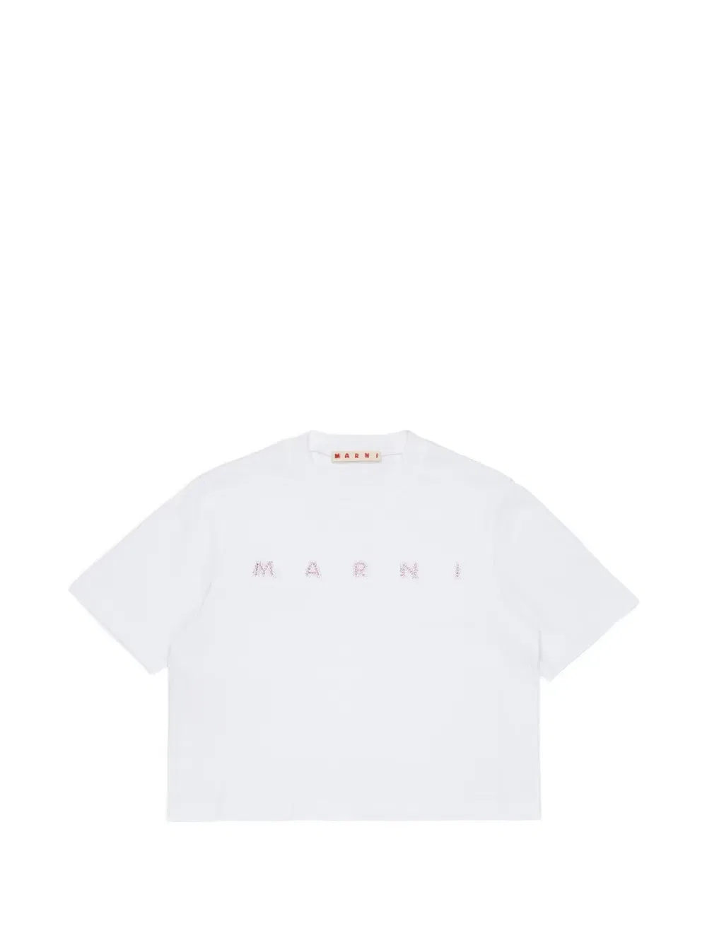 Укороченная футболка с логотипом Marni Kids, белый
