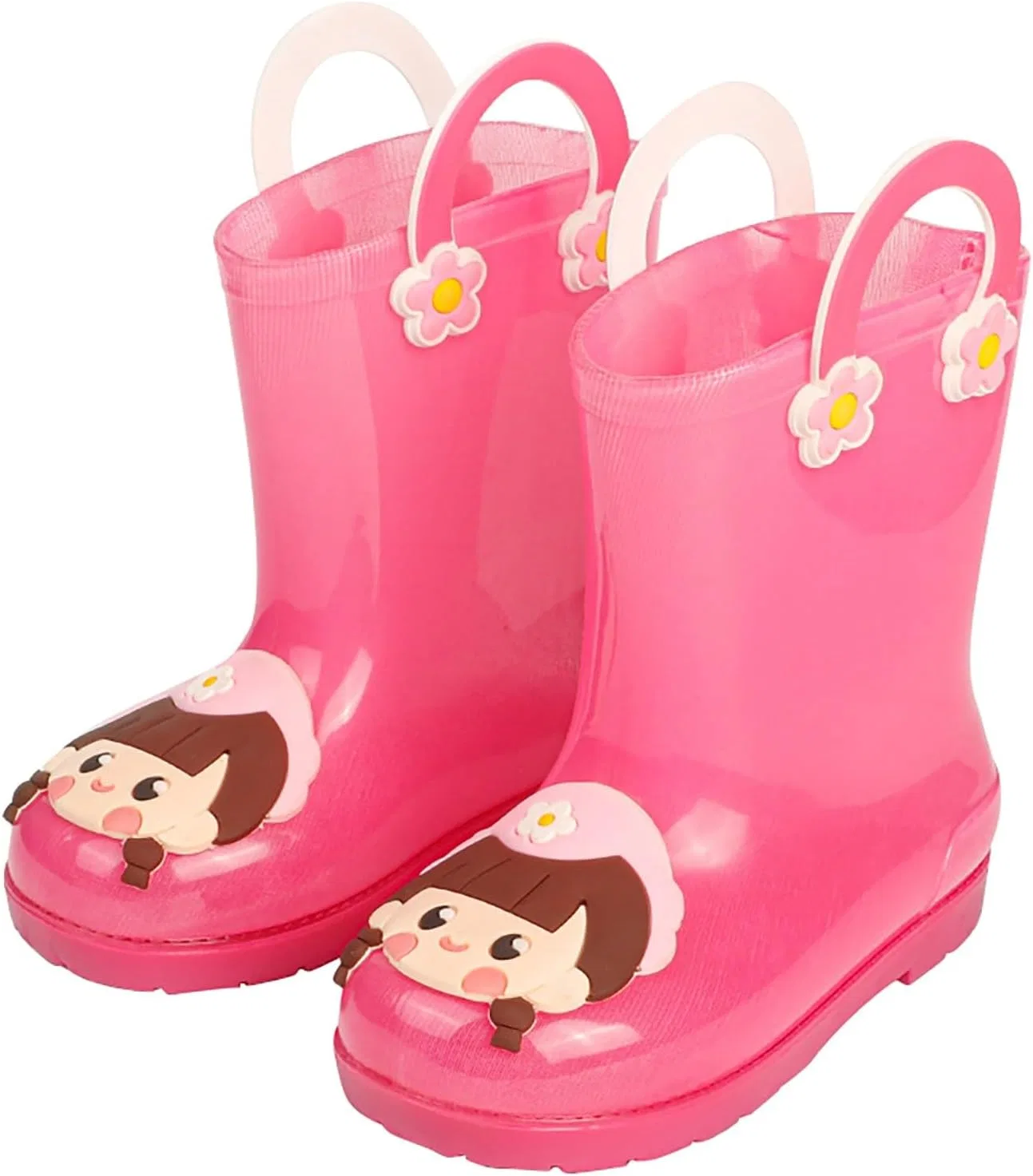 Детские резиновые сапоги с ручками для мальчиков и девочек, Hot Pink