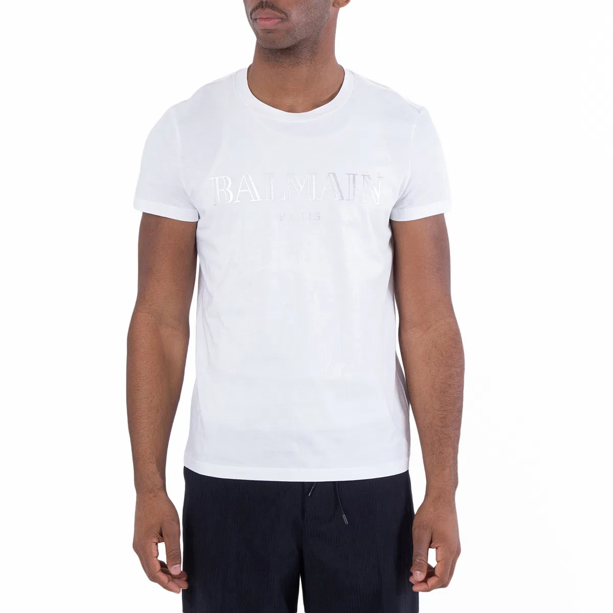 Футболка хлопковая с логотипом Logo Embossed Balmain, Gac White/Argent