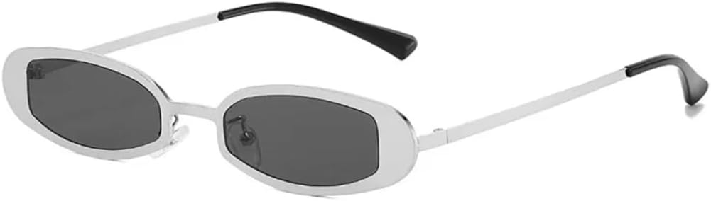 

Солнцезащитные очки с защитой UV400 | Маленькие овальные металлические линзы в стиле панк | для женщин и мужчин | для занятий спортом на открытом воздухе и вождения DSVIGF, Silver Silver