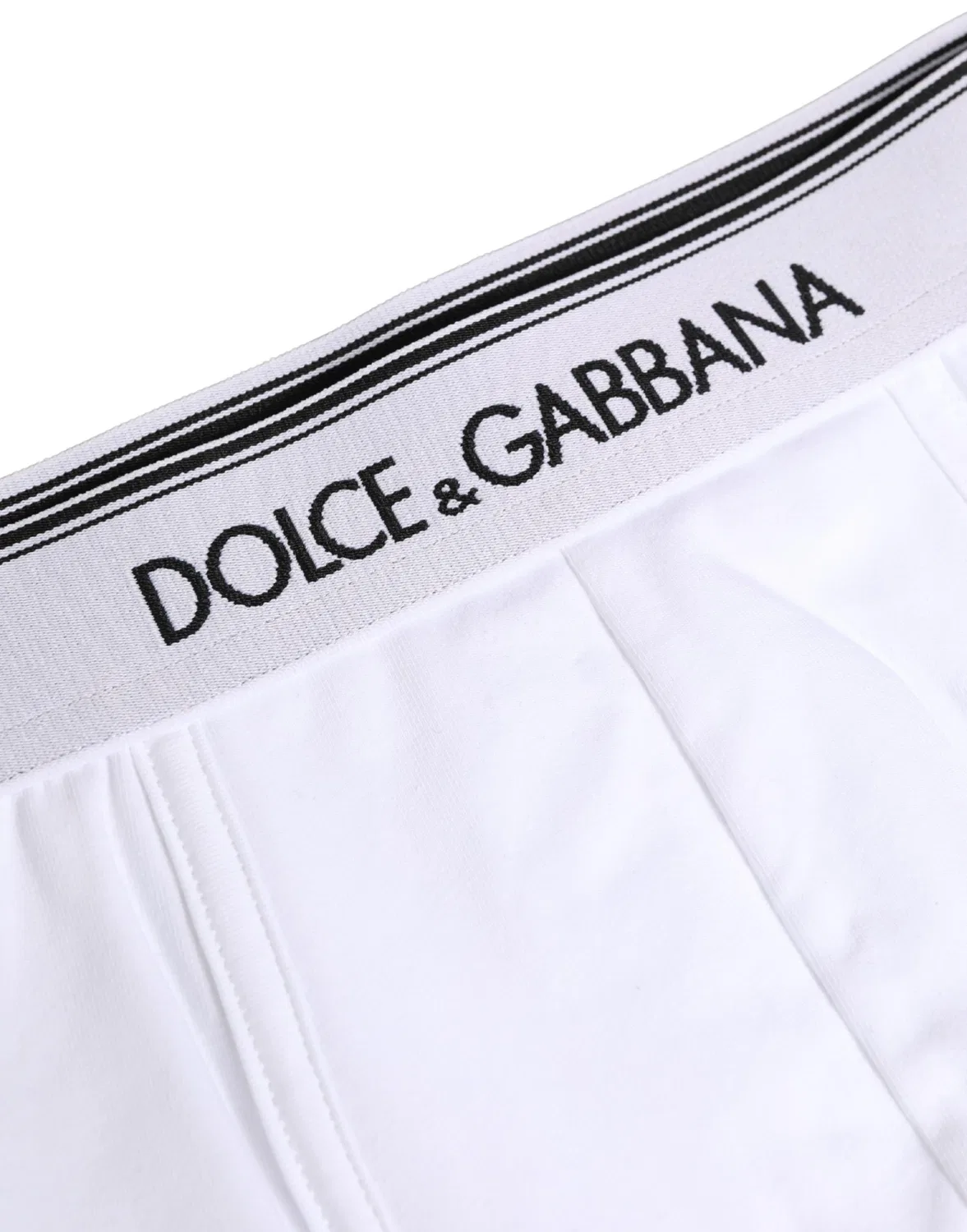 Мужские трусы-боксеры с эластичным поясом White Logo Waistband Cotton Dolce & Gabbana, White — фото 3