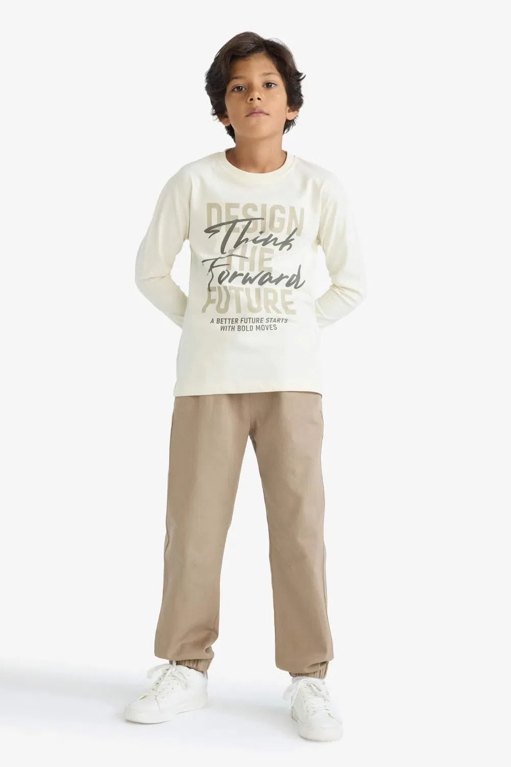 Брюки-джоггеры с посадкой jogger, модель Gabardine, Defacto, хаки — фото 2