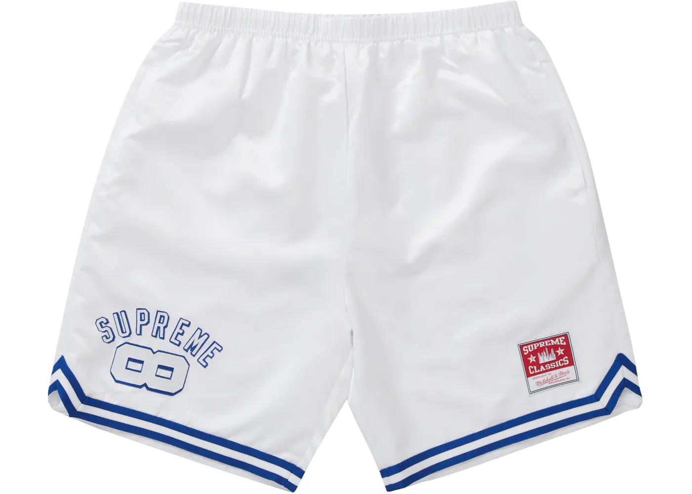 Мужские шорты из атласа Mitchell & Ness Supreme, White