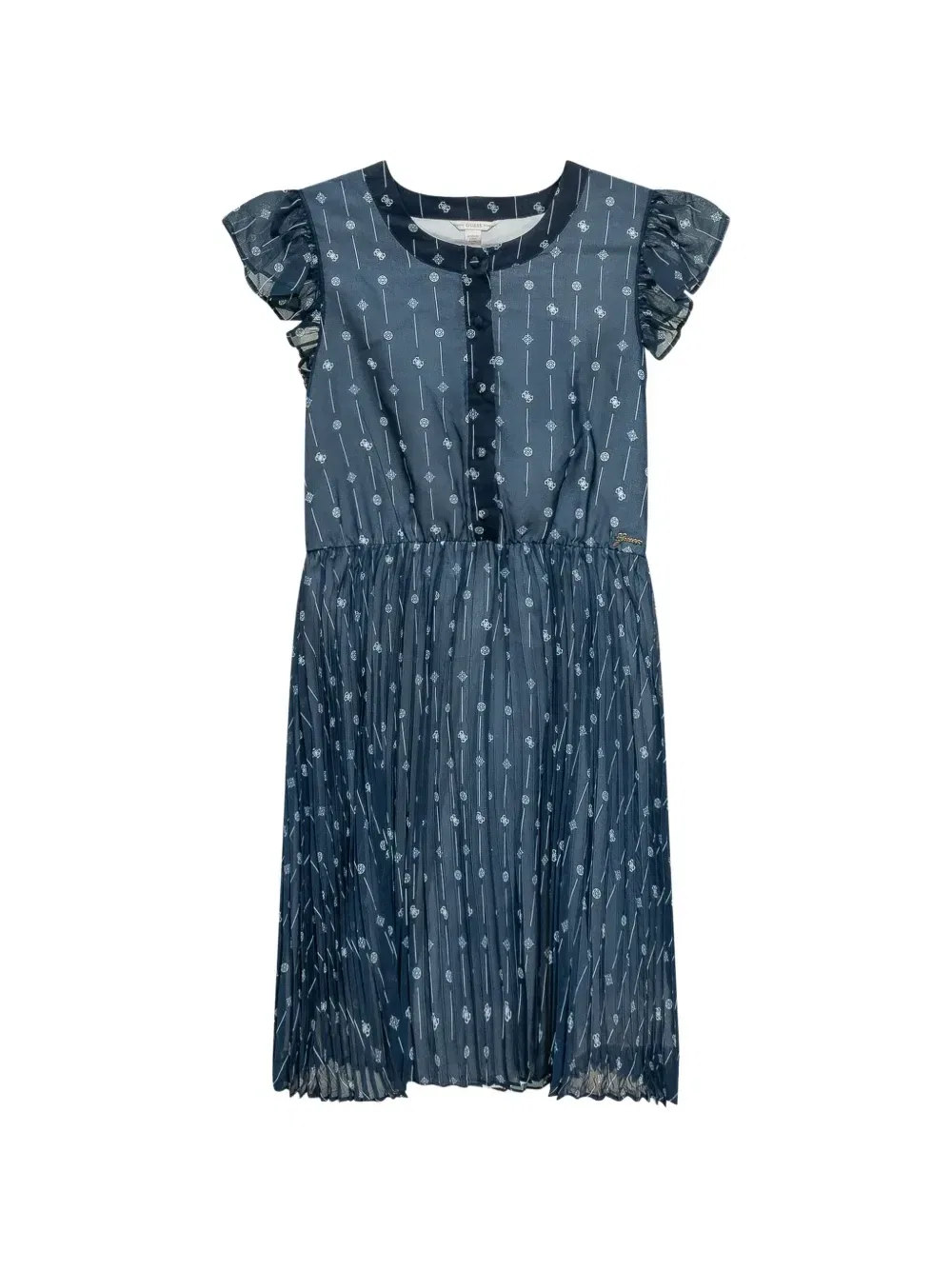 Плиссированное платье с оборками Guess Kids, синий