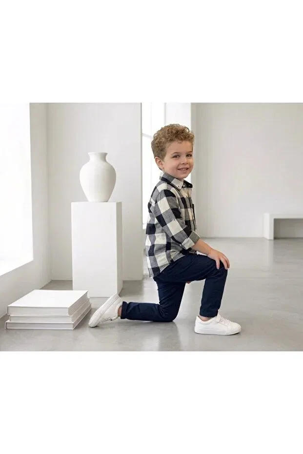 Детская рубашка для мальчиков с длинным рукавом Basics Rüya Kids, Black — фото 2