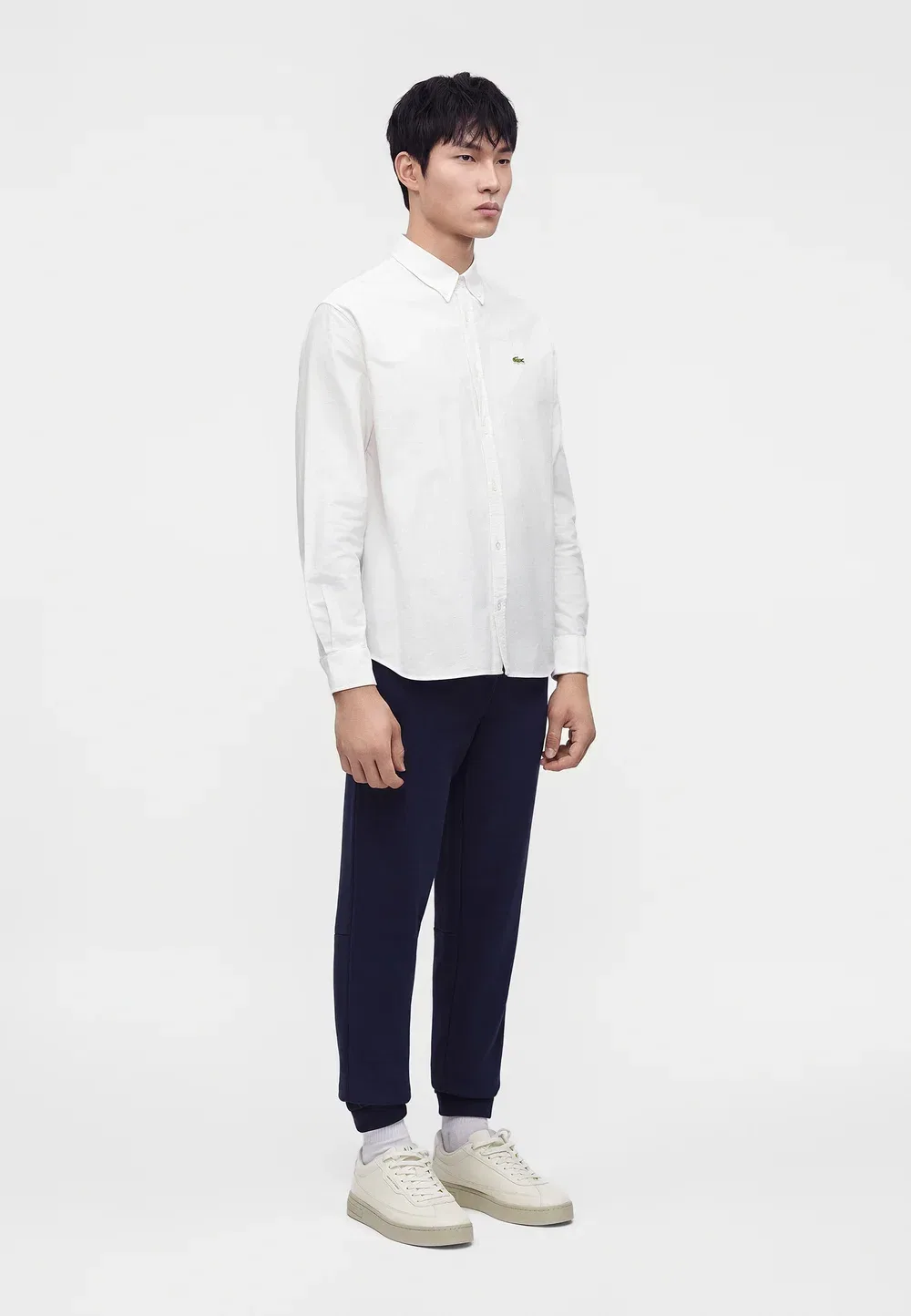 Рубашка Lacoste белый, классическая, хлопок — фото 4
