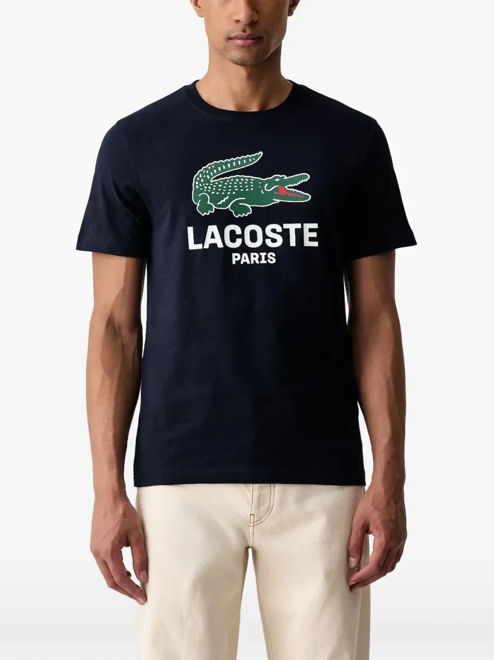 Хлопковая футболка с коротким рукавом и логотипом Lacoste, синий