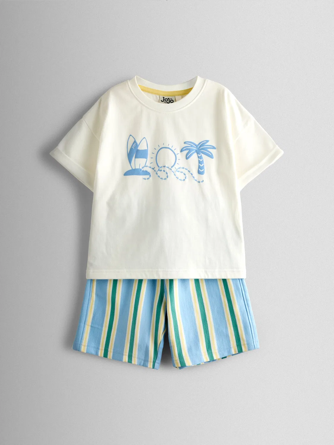 Комплект футболка и шорты с принтом, JoJo Maman Bébé, Light Blue Surf