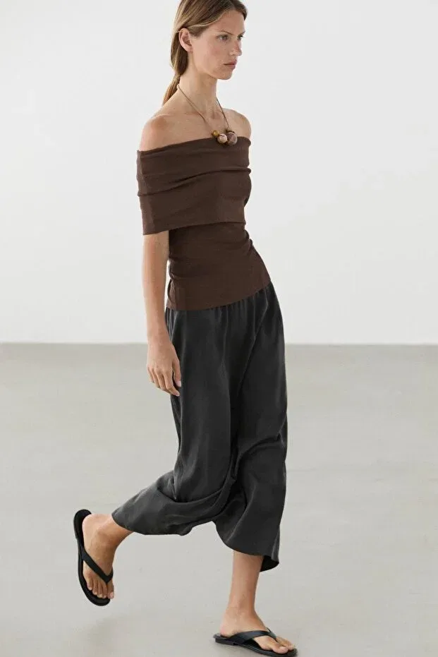 Женская блуза без рукавов Massimo Dutti, Brown — фото 3