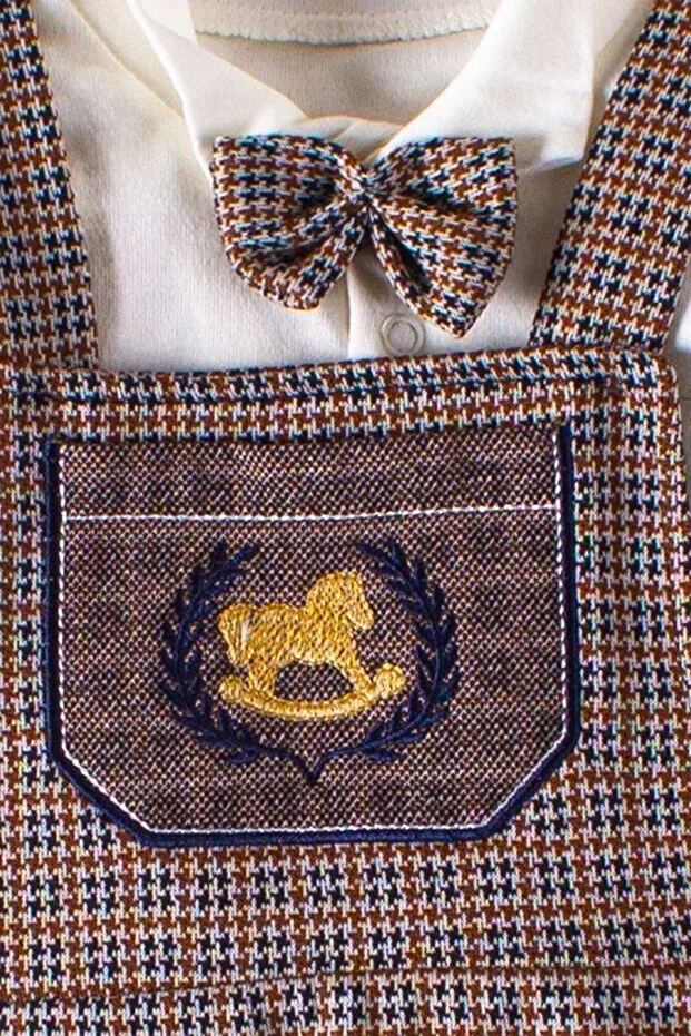 Детский комбинезон с принтом Horse Patterned Slopet Set with Cap Mai Perla, Brown — фото 4