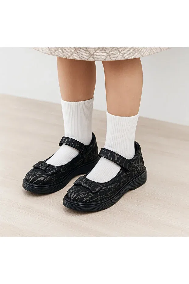 Детские балетки для девочек из натуральной кожи Classic Ballerinas Jojo Kids, Black Platinum