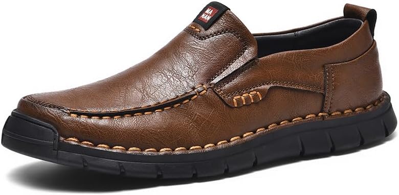 

Мужские мокасины Mecolop, слипоны из кожи, повседневная обувь, легкие обувь для вождения, темно-коричневый