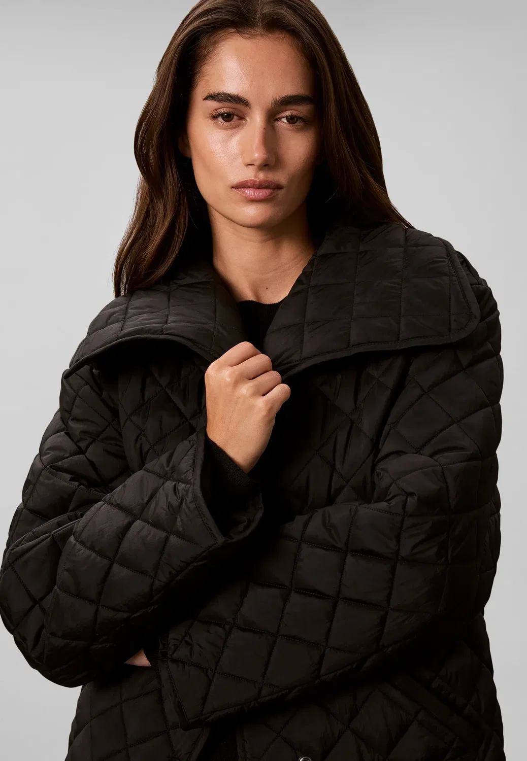 Стеганая подкладка - классическое пальто Calvin Klein, Black — фото 4