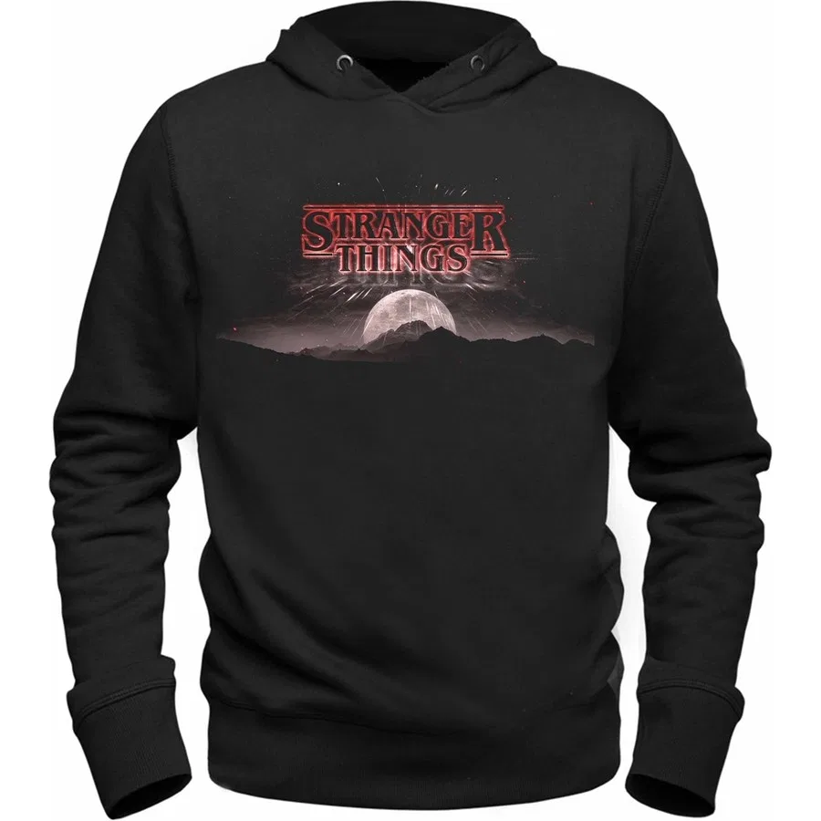 Детский худи с капюшоном из 3-ниточного футера Stranger Things, Черный Alfa Tshirt