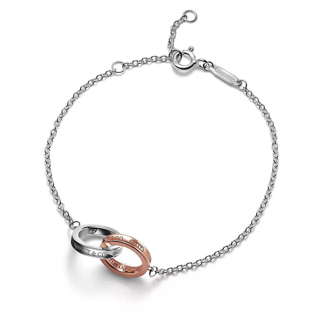 

Браслет Tiffany & Co. Tiffany 1837 Interlocking Circles Chain, серебро/розовое золото