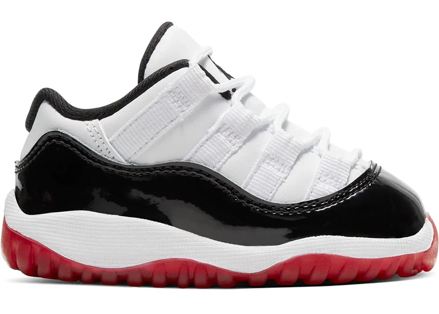 Детские кроссовки с низким верхом Jordan 11 Retro Low Concord Bred, White/Gym Red-Black-True Red