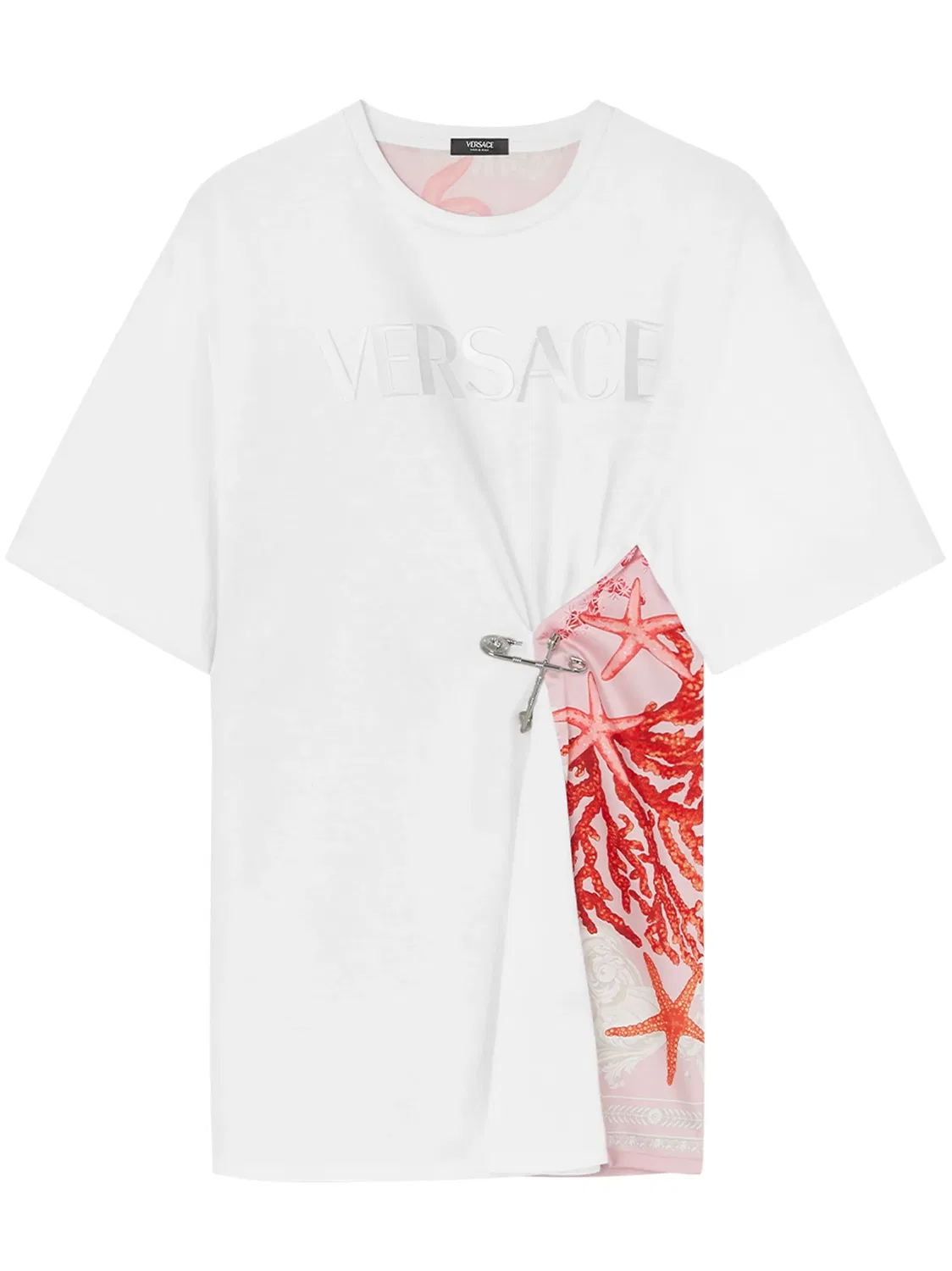 Футболка с безопасной булавкой Barocco Sea Versace, белый
