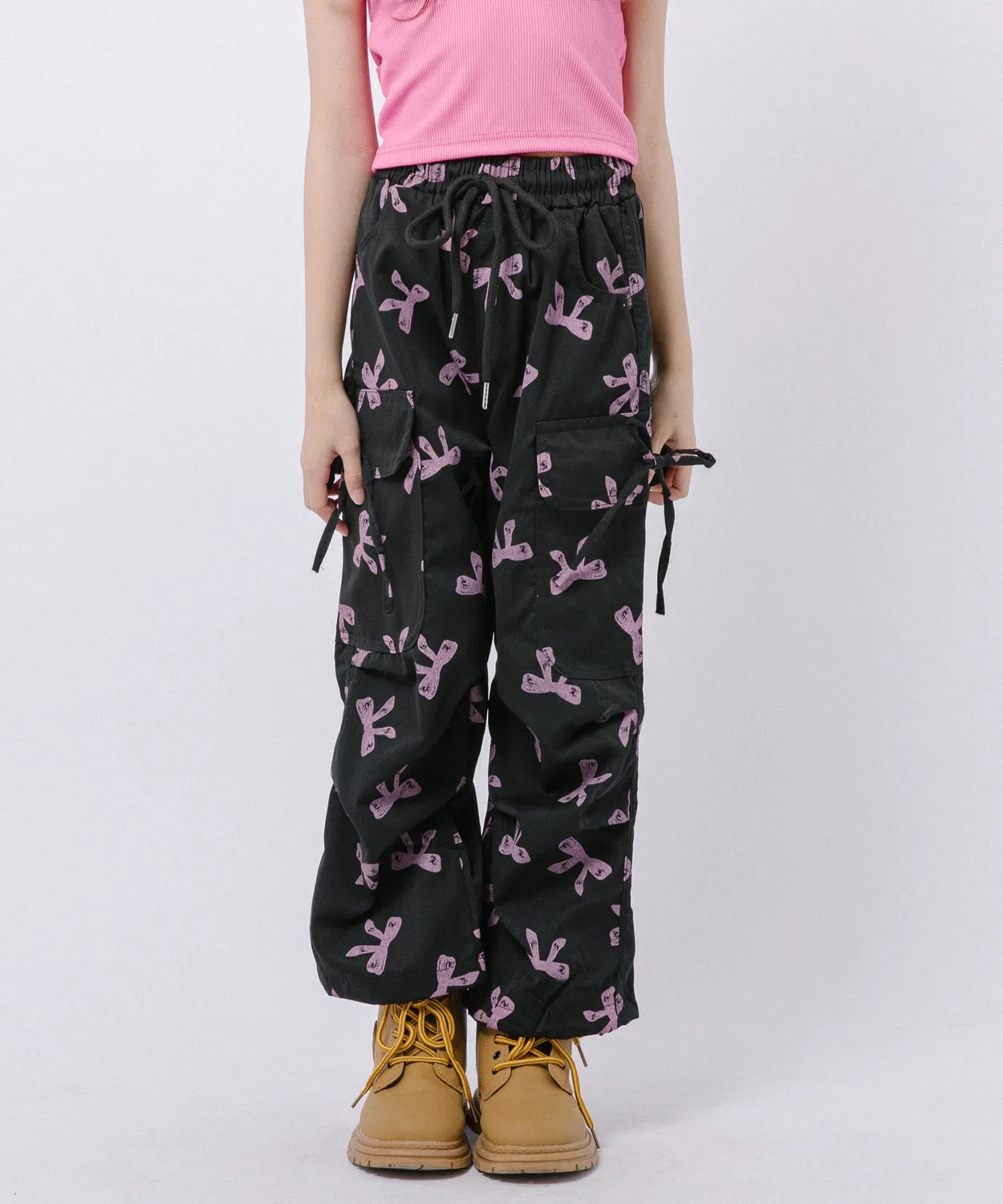 Детские карго-брюки с принтом Ribbon Print URBAN CHERRY, Черный