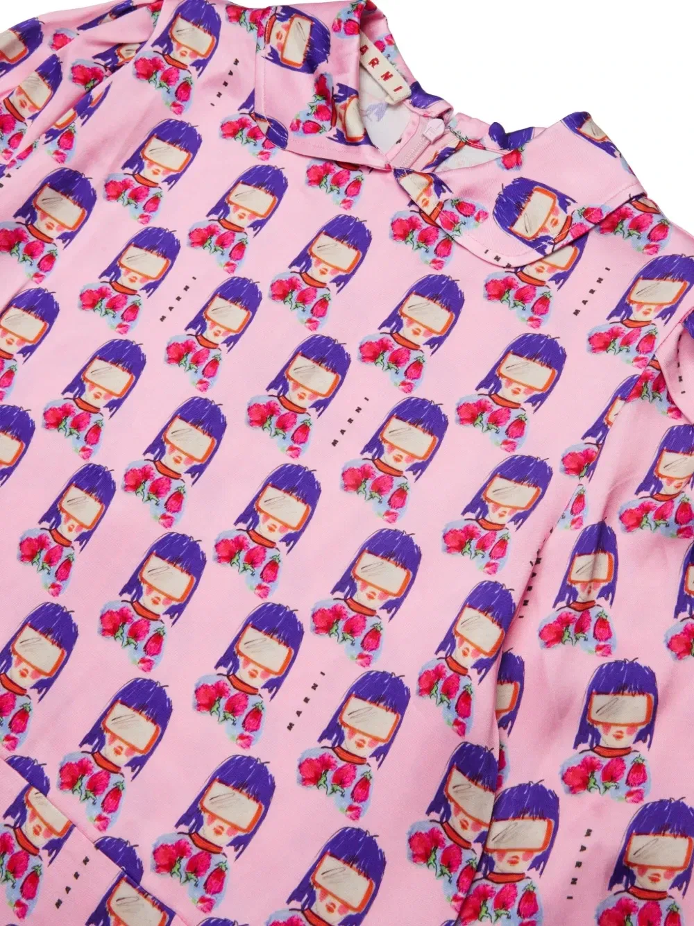 Платье с графическим узором и ворником Питер Пэн Marni Kids, розовый — фото 3