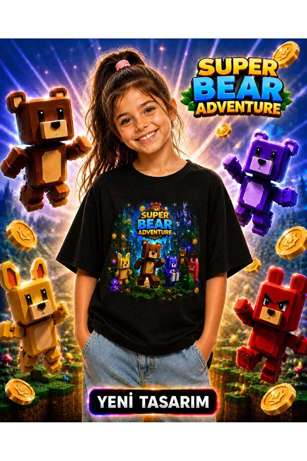 Детская футболка с принтом Super Bear Adventure Voltrex Design, Black — фото 3