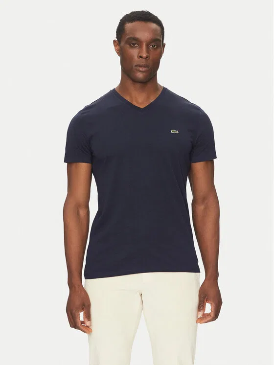 Футболка Lacoste Regular Fit с V-образным вырезом, темно-синий