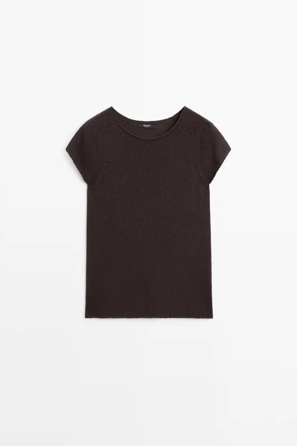 Свитер Massimo Dutti Cotton Blend Short Sleeve Knit, шоколадный — фото 2