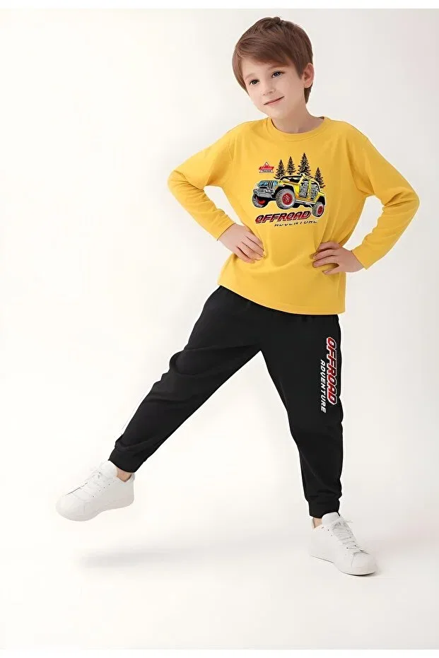 Детский спортивный комплект для мальчиков с принтом Fyk Collection, Yellow-Lilvert-Blue — фото 2
