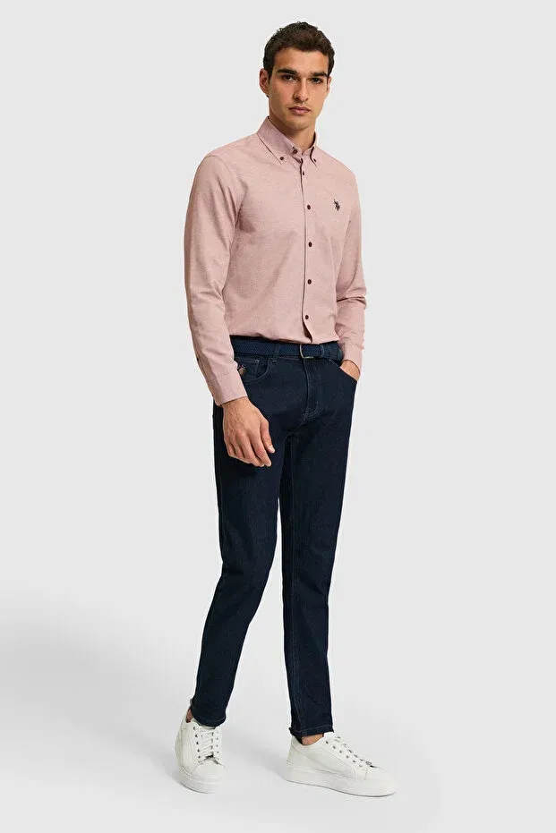 Мужская рубашка с длинным рукавом Basics U.S. Polo Assn., Cherry — фото 4