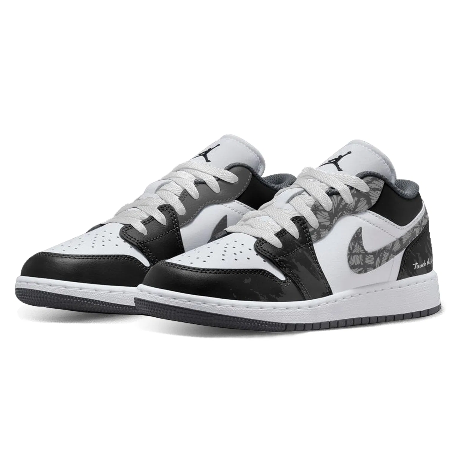 Детские кроссовки для мальчиков и девочек низкие ретро Custom Sneakers Air 1 Lemon Touch the Sky Jordan, White — фото 4