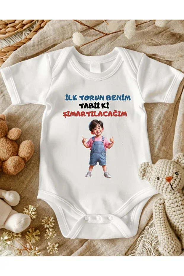 Детское боди для новорожденных хлопковое Fun texts baby bodysuit Lupi, Light Cream Midnight Blue