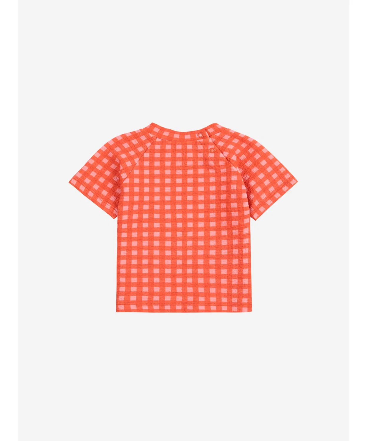 Детская футболка для плавания с принтом Vichy swim T-shirt BOBO CHOSES, Coral Pink — фото 4
