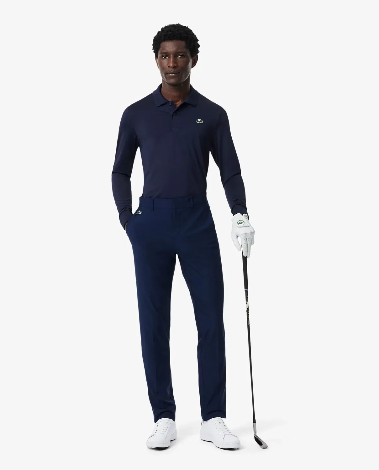 Мужское поло Lacoste с длинным рукавом для гольфа, технология Ultra Dry, Azul Marino — фото 4