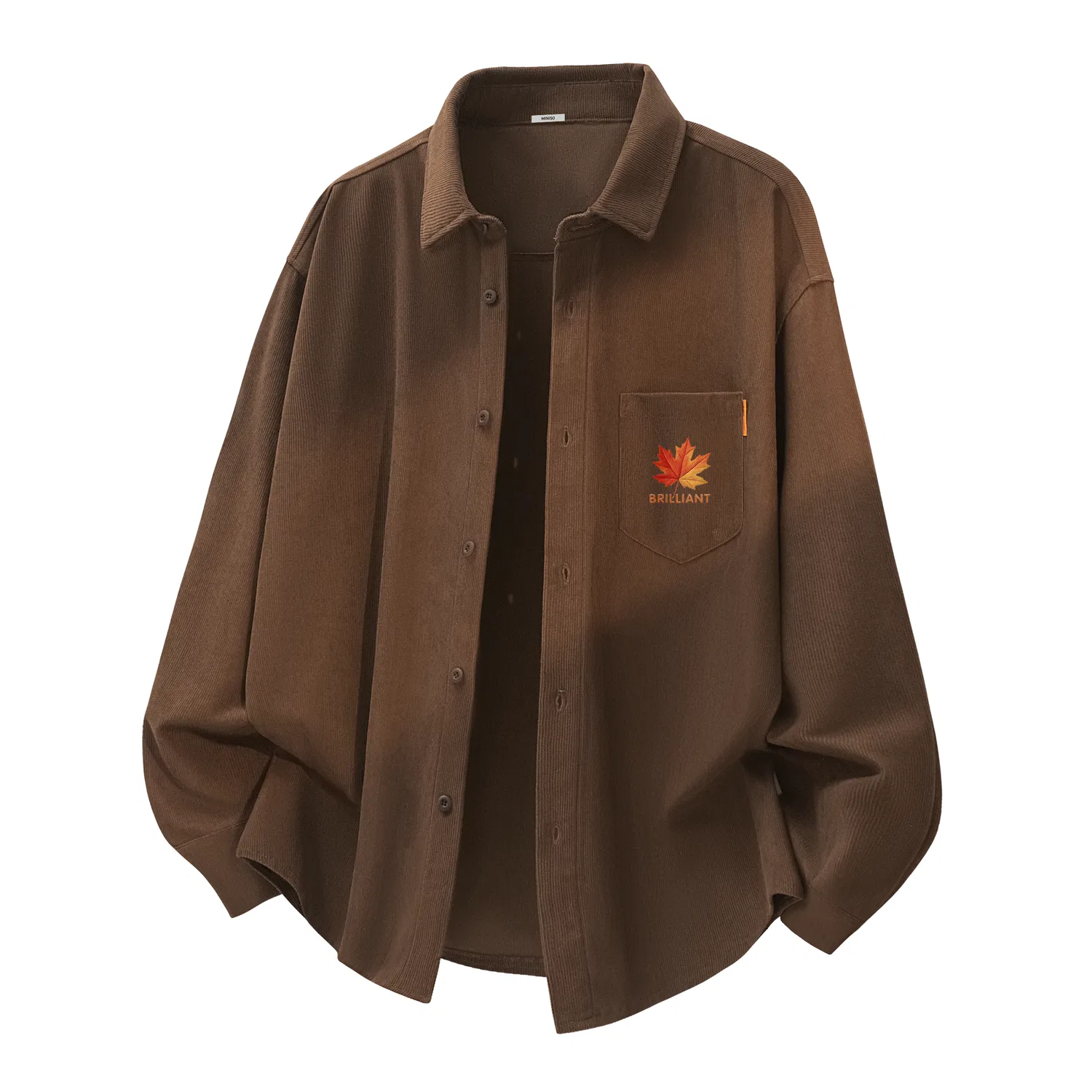 Детская рубашка с отложным воротником MINISO, Vintage Corduroy Coffee (Ma Gradient Maple Leaf Chest Logo)