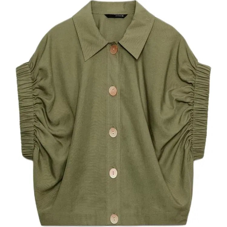 Женская рубашка с отложным воротником Light Khaki ZARA, Light Khaki