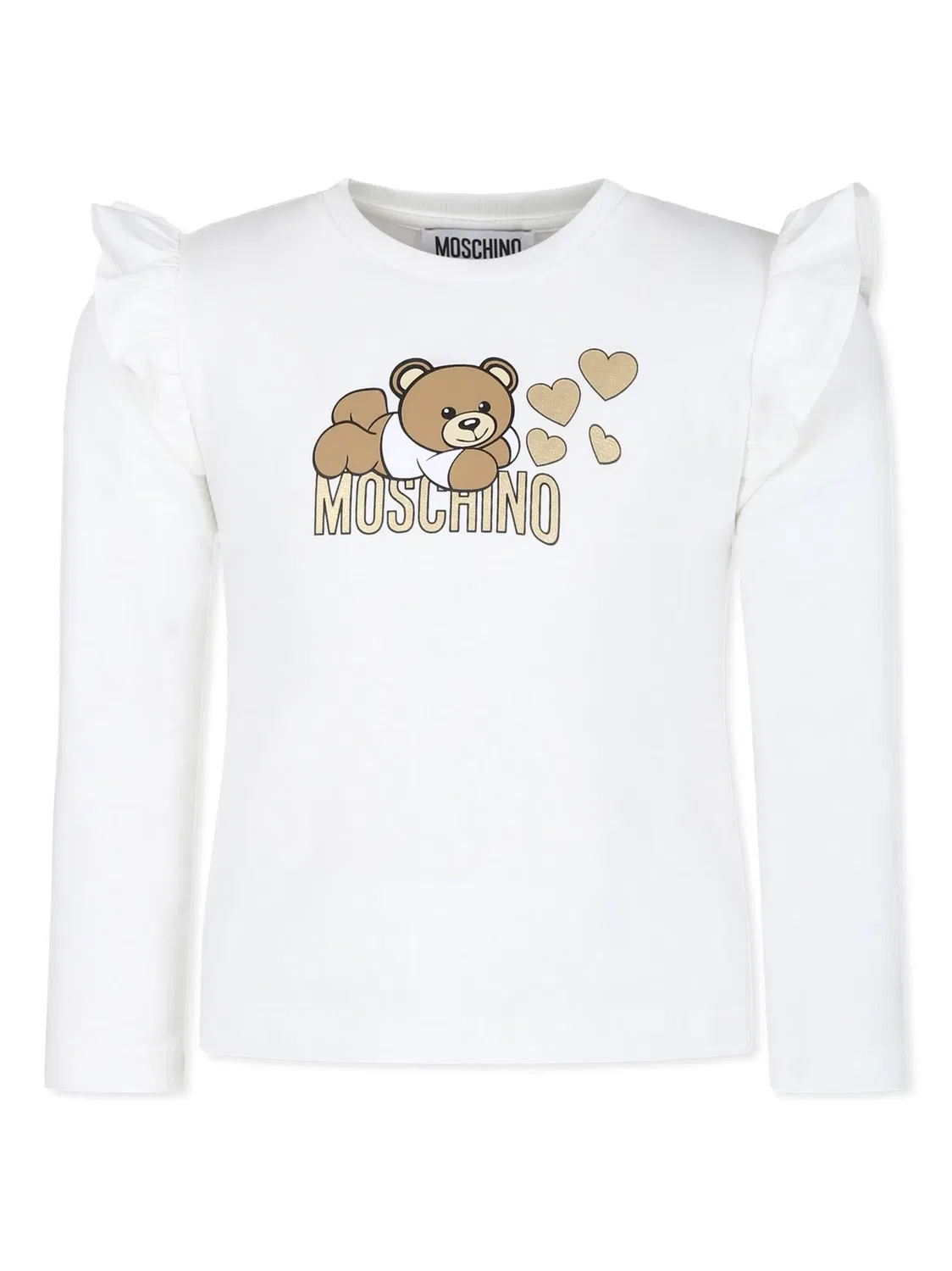 Свитшот с принтом и рюшами на плечах Moschino, белый