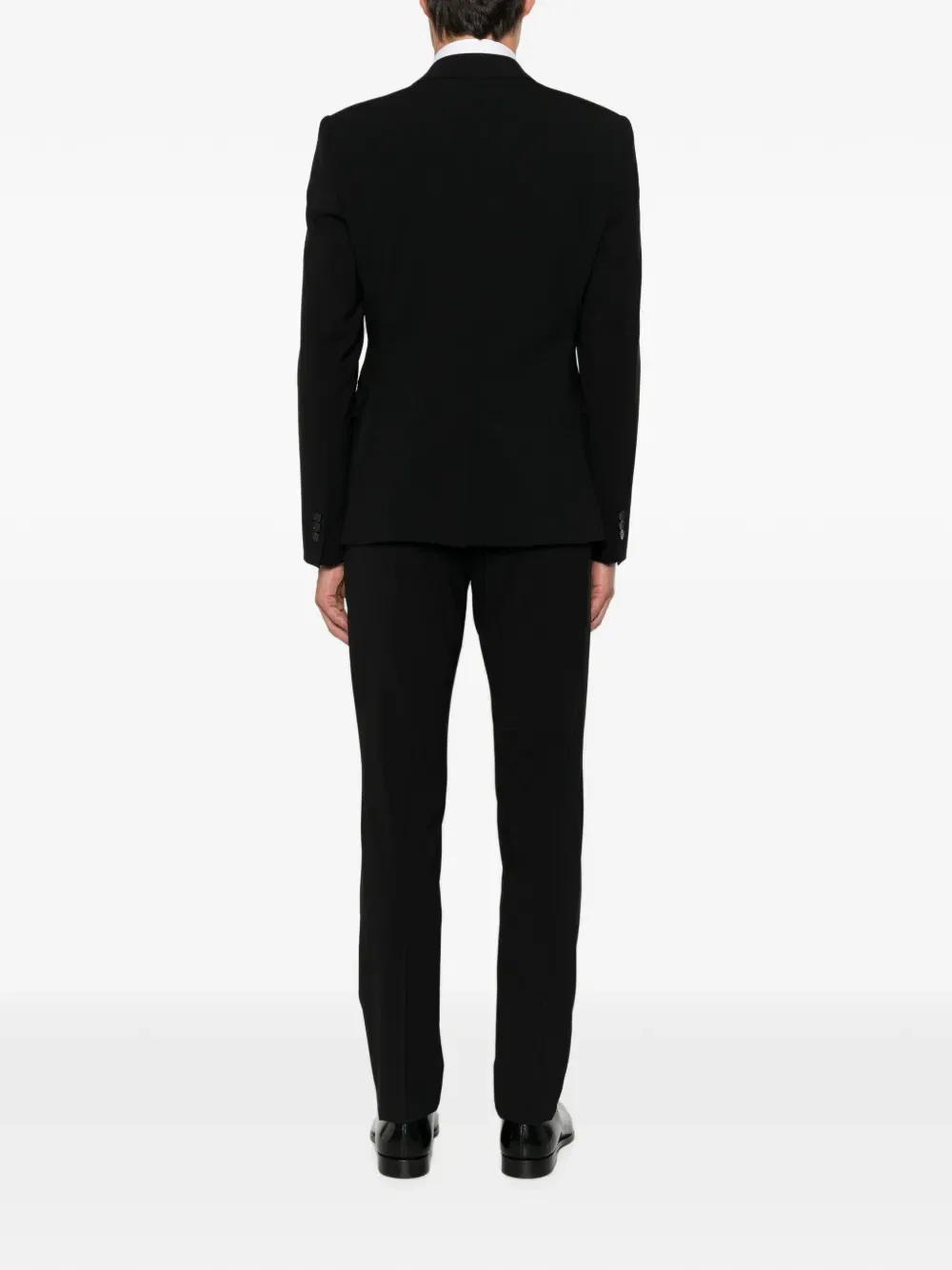 Однобортный шерстяной костюм Emporio Armani, черный — фото 3