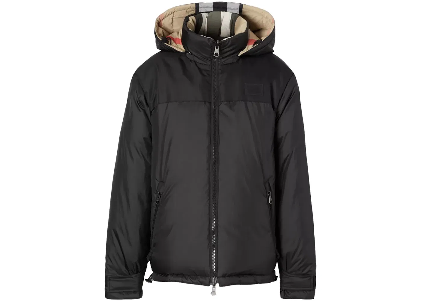 Мужской пуховик двусторонний с принтом Burberry Jacket, Black Archive Beige — фото 2