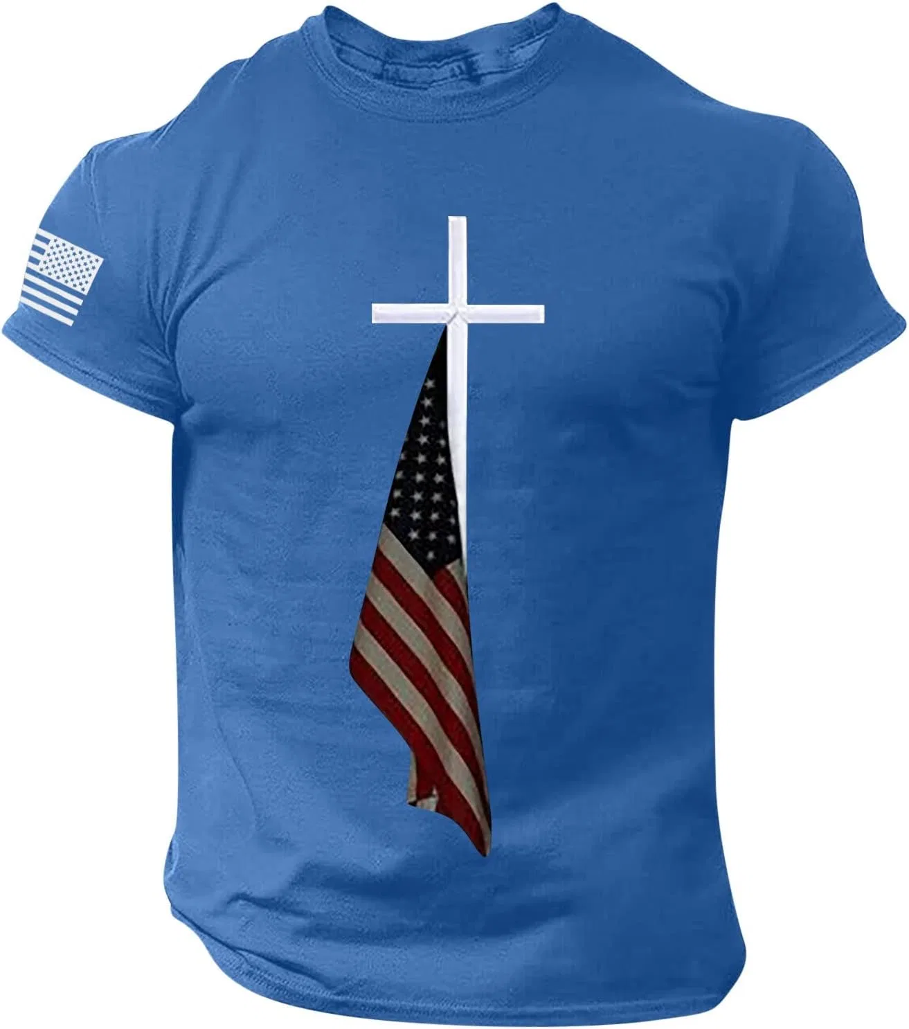 Мужская футболка с патриотическим принтом Cross, Blue