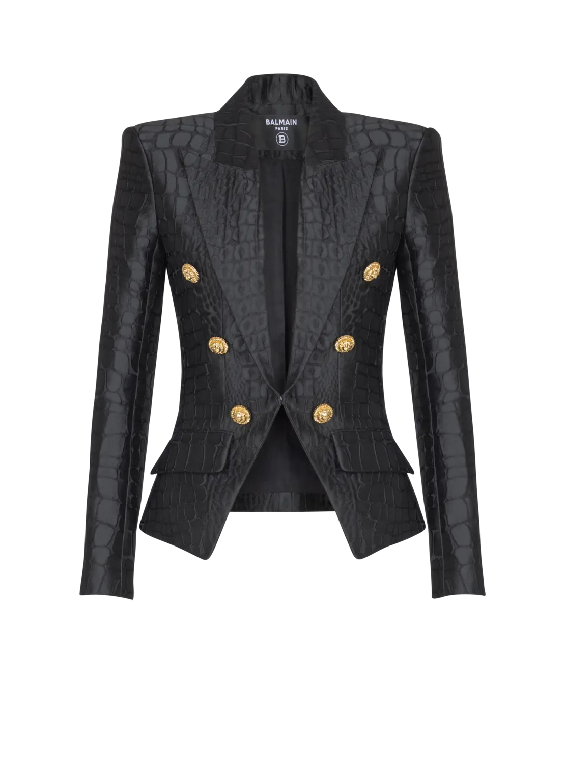 

Жакет на шести пуговицах из жаккарда под крокодила Balmain, черный