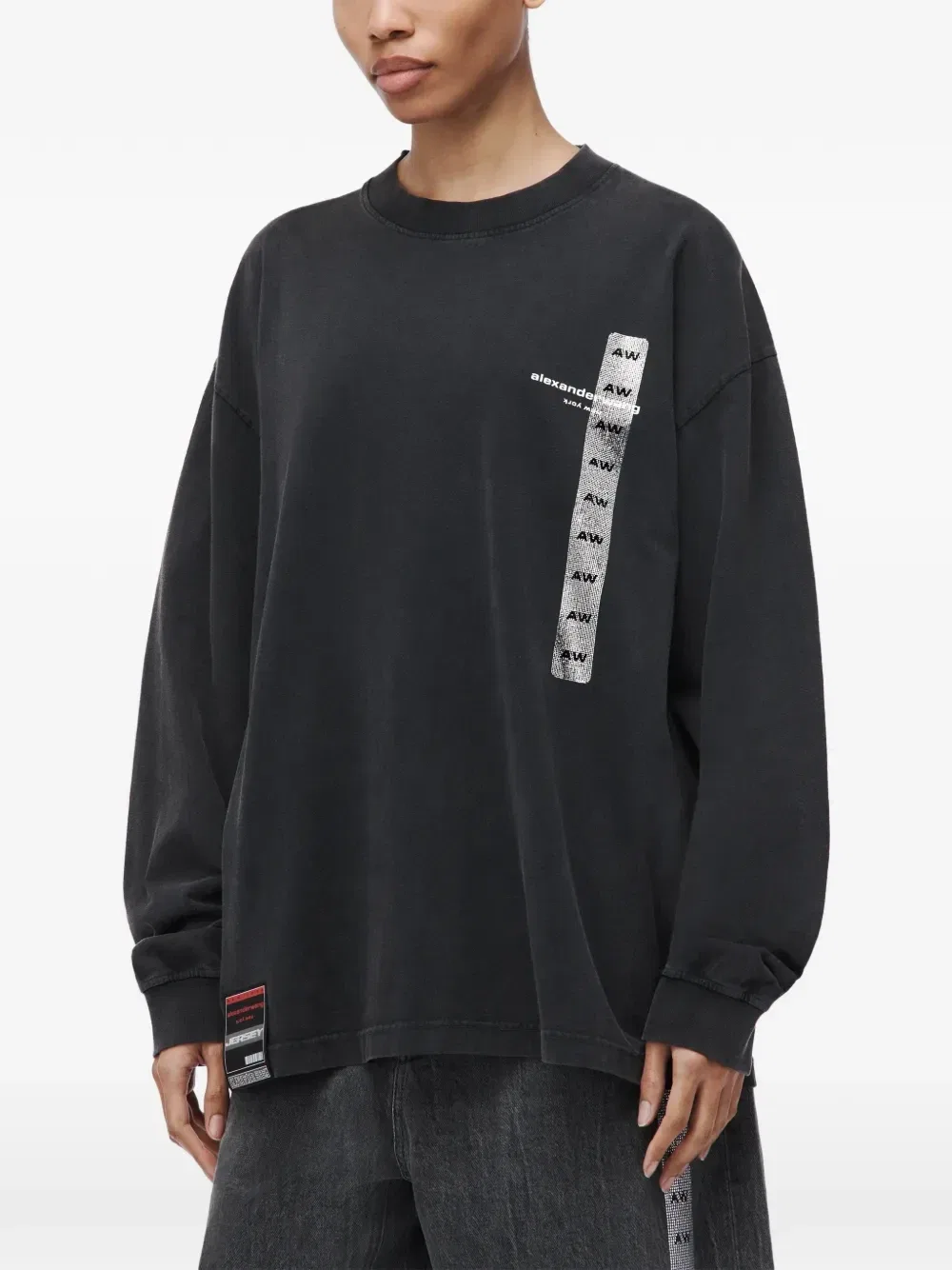 Футболка с длинными рукавами и графическим принтом Alexander Wang, черный — фото 4