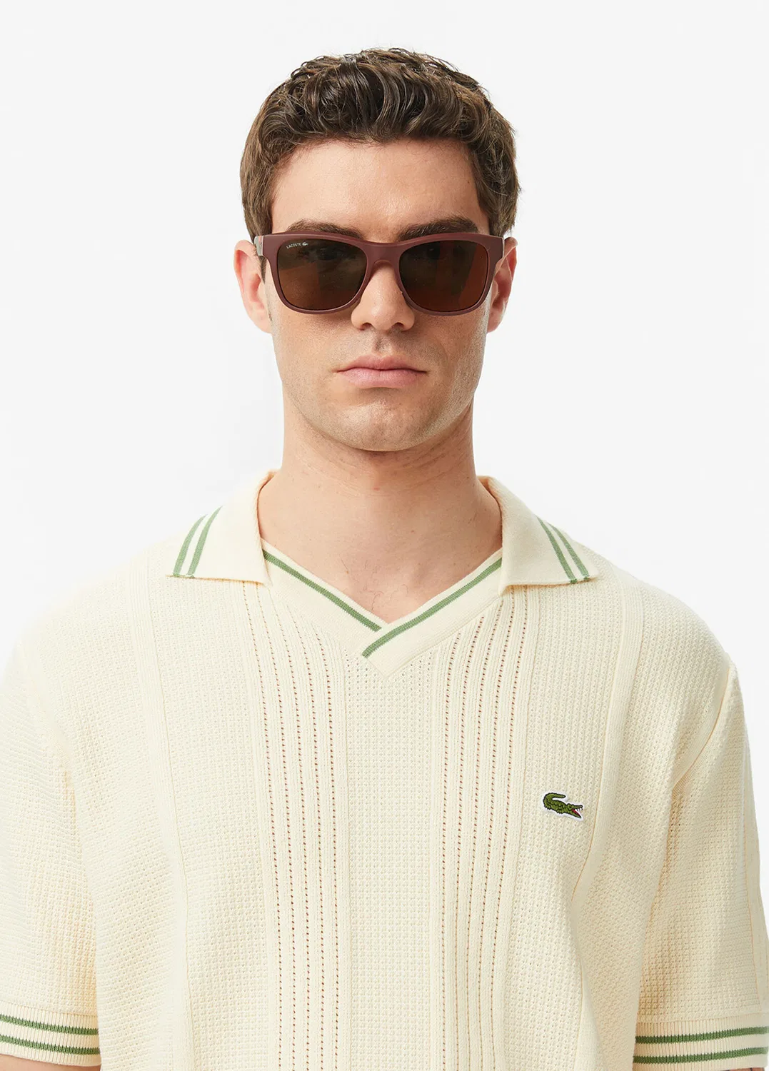 Трикотажный джемпер Lacoste, бежевый — фото 2