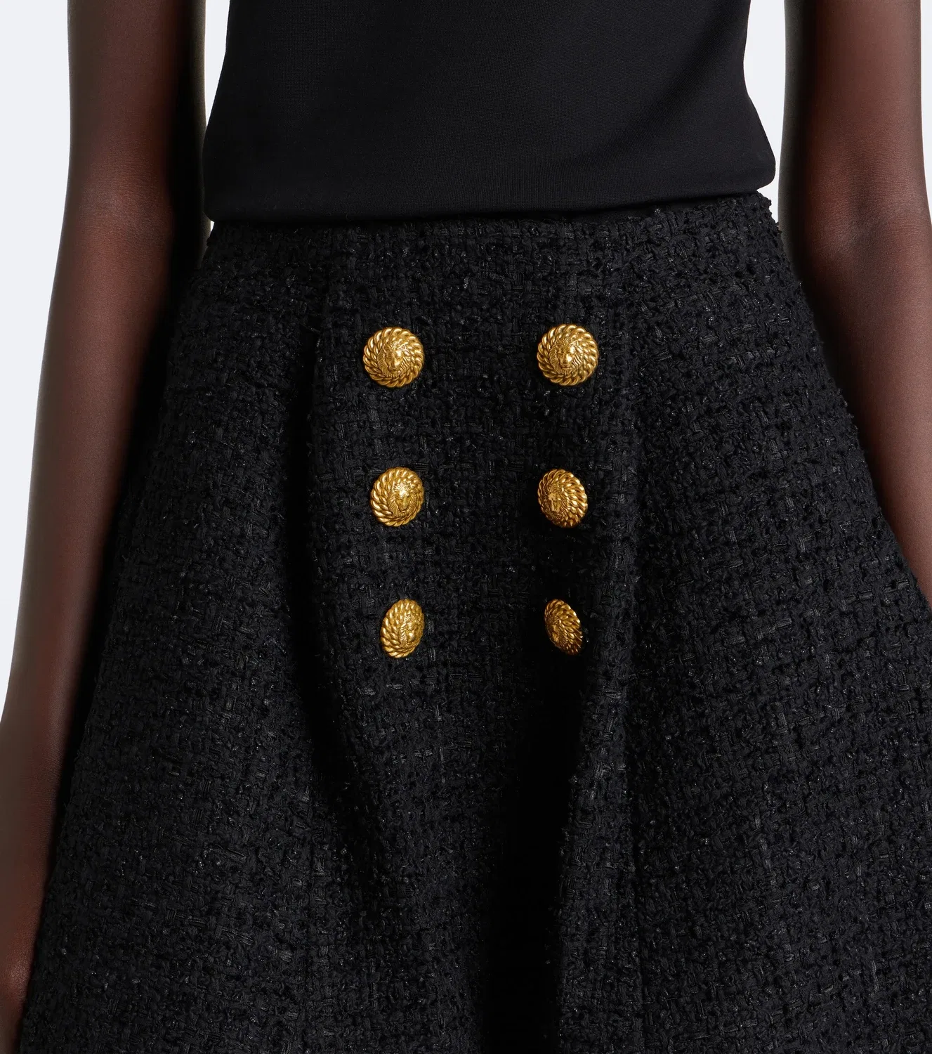 Твидовая мини-юбка Balmain, черный — фото 3