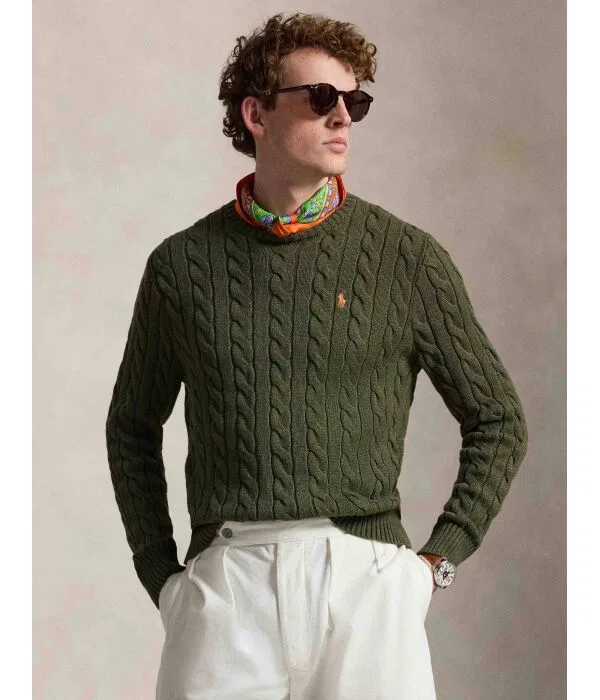 Мужской джемпер-поло хлопковый Polo Ralph Lauren, Verde Oliva