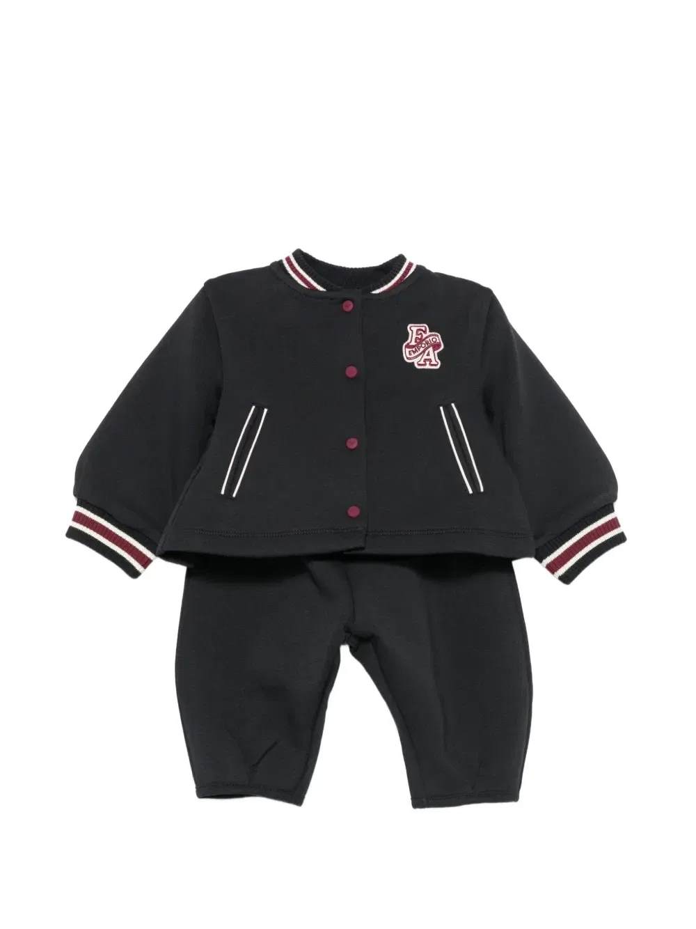 Спортивный костюм с полосатой отделкой и нашивкой-логотипом Emporio Armani Kids, синий